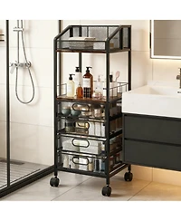 Yigii Multi-Compartment Makeup Organizer with Wheels for Skincare and Cosmetics