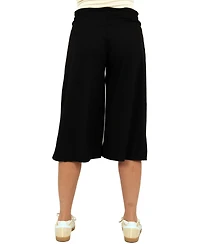 24seven Comfort Apparel Women's Ribbed Knit Drawstring Flared Capri Pants