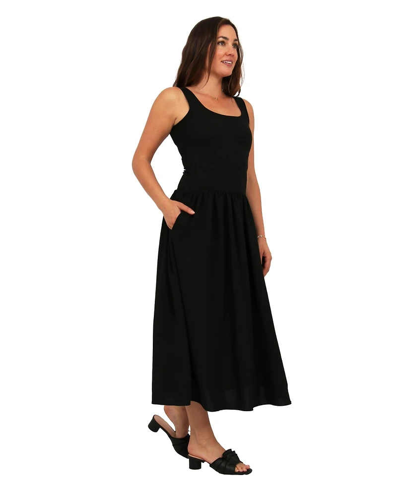 24seven Comfort Apparel Women's Scoop Neck Maxi Dress