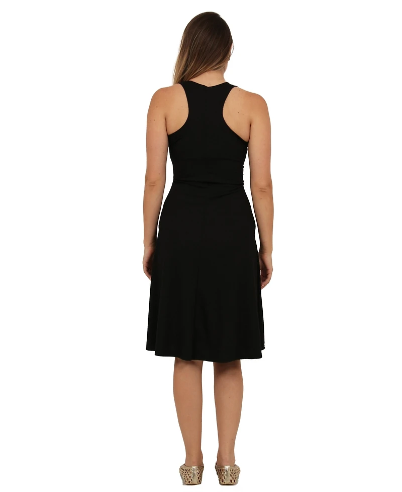 24seven Comfort Apparel Women's Ribbed Knit Sleeveless Midi Dress