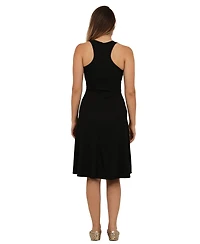 24seven Comfort Apparel Women's Ribbed Knit Sleeveless Midi Dress