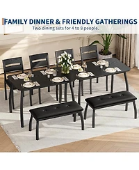 gaomon 4-Piece Farmhouse Dining Set with 2 Chairs and Bench for Small Spaces