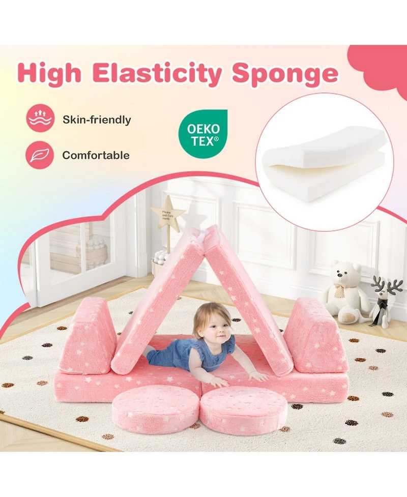 Gouun Glow-in-the-Dark Modular Play Couch Set for Kids with Handles