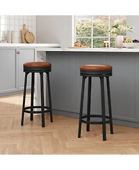 gaomon Swivel Bar Stools Set of 2, Counter Height Backless Round Bar Stools with Footrest