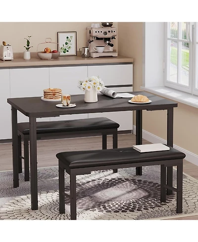 gaomon 3-Piece Kitchen Dining Set for 4 with 2 Upholstered Benches