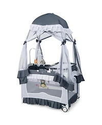 Gouun Baby 4-in-1 Convertible Bassinet with Changing Table, Music Box and Wheels