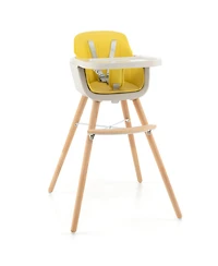 Gouun Baby 3-in-1 Convertible Wooden High Chair with Adjustable Tray and 5-Point Harness