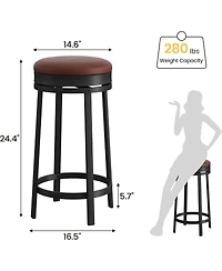 gaomon Dining Chair Swivel Bar Stool Set of 2 24.4 inch Counter Height Bar Stool for Kitchen Dining Room
