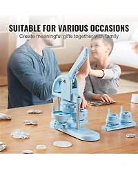 Yobtop 3 in 1 Button Maker Machine, 25/32/58mm Pin Press Kit with 300 Button Parts, Arc Handle, Panda Magic Book, Diy Craft Set for Kids