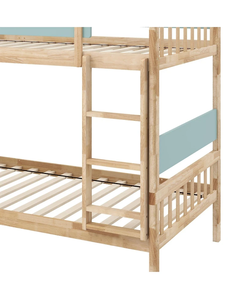 Slickblue Bunk Bed with Ladder and Full-Length Guardrails for Kids