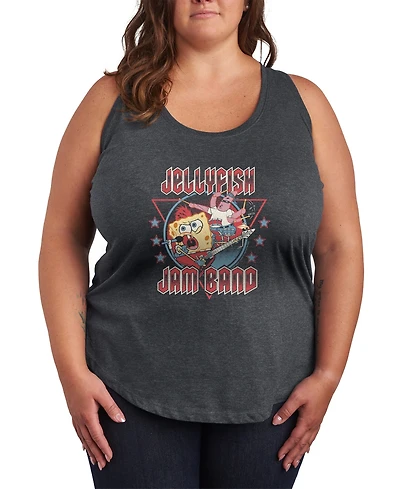 Hybrid Apparel Plus Size SpongeBob Square Pants Jellyfish Jam Band Racerback Graphic Tank Top