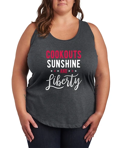 Hybrid Apparel Plus Size Instant Message Cookouts Sunshine and Liberty Racerback Graphic Tank Top
