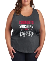 Hybrid Apparel Plus Size Instant Message Cookouts Sunshine and Liberty Racerback Graphic Tank Top