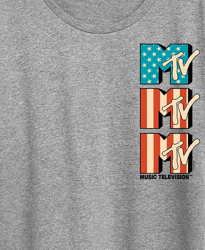 Hybrid Apparel Plus Mtv Logo Usa Flag Short-Sleeve Graphic T-Shirt