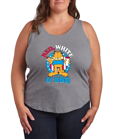 Hybrid Apparel Plus Garfield Red White and Bbq Racerback Graphic Tank Top
