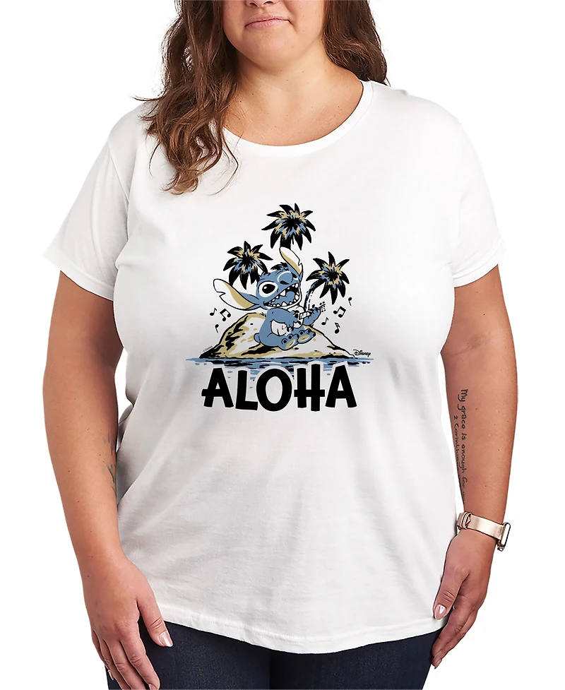 Hybrid Apparel Plus Lilo Stitch Aloha Island Short-Sleeve Graphic T-Shirt