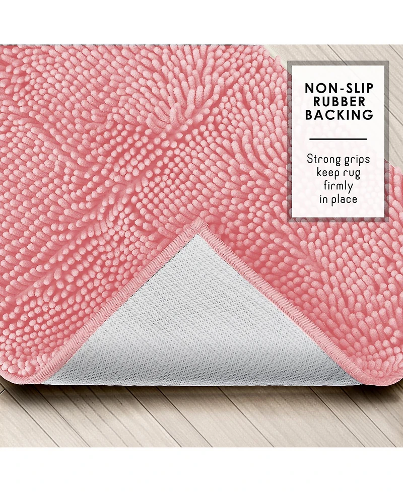 Hearth and Harbor Chenille Bath Rug 2-Piece Set - Small and Medium, Quick-Dry, Machine-Washable, Non-Slip