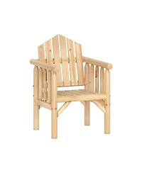 Gouun Solid Wood Outdoor Patio Armchair with High 105 Degree Reclined Back and Curved Armrests