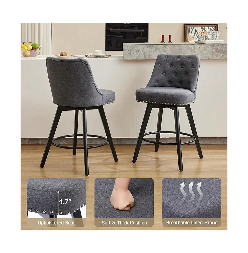 gaomon Dining Chair Bar Stools Set Of 2. Modern Swivel Counter Height Bar Stools for Kitchen Dining Room