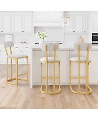 gaomon Set of Counter Height Metal Bar Stools with Upholstered Back