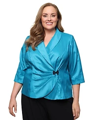 Alex Evenings Plus Collar Detail Back Zipper Blouse