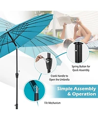 Gouun Round Patio Umbrella with 18 Fiberglass Ribs, Push Button Tilt and Crank