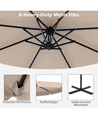 Gouun 10 ft Patio Cantilever Umbrella with Protective Cover, Tilt and Ruffled Edge