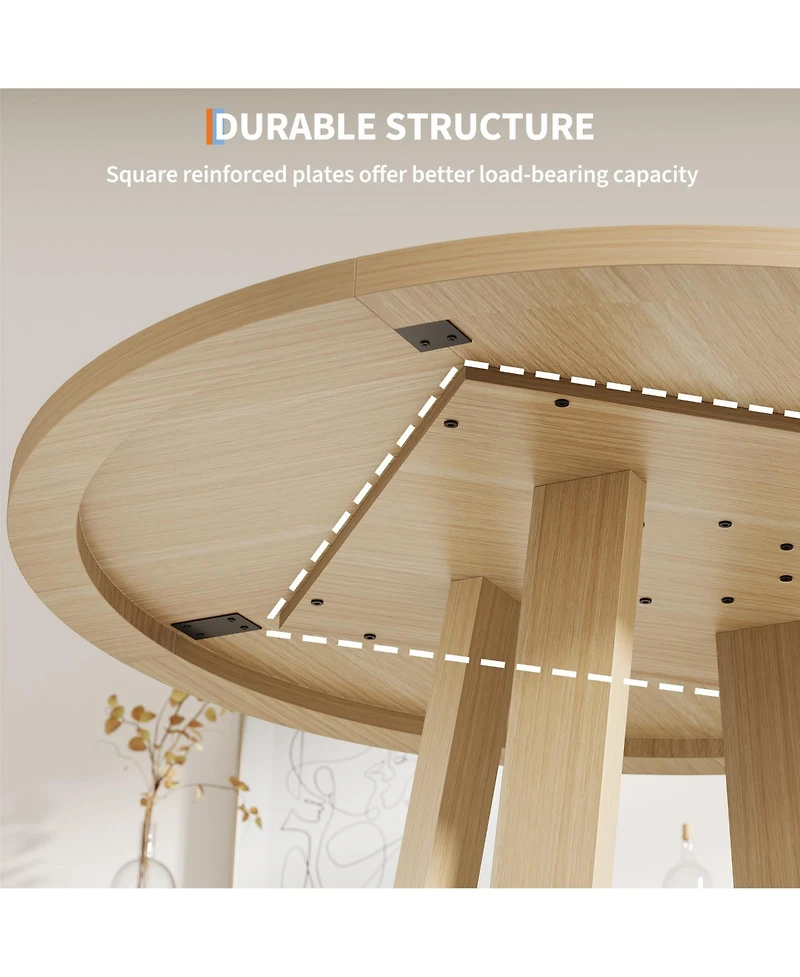 gaomon 4-6 Person Round Farmhouse Dining Table with Pedestal