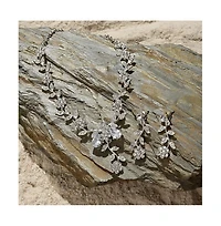 Sohi Women's Silver Intricate Embelished Flora Necklace And Earrings (Set Of 2)