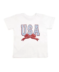 Sweet Wink Big Girls Usa Stars and Bow Patch Short Sleeve T-Shirt