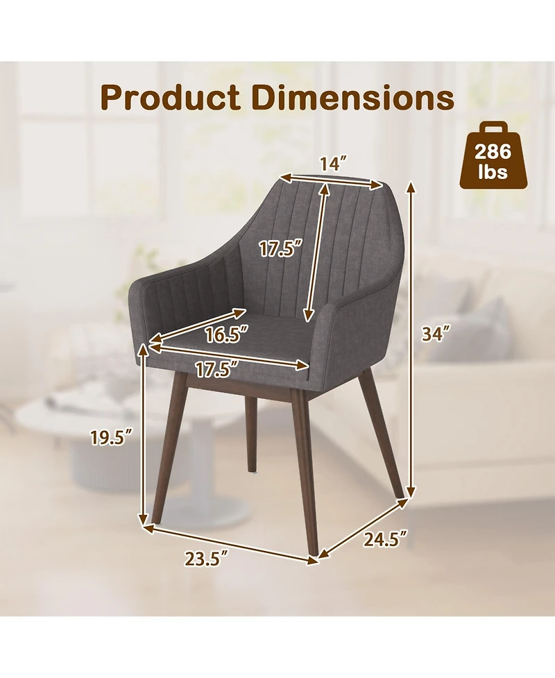 Gouun Upholstered Dining Arm Chairs Set of 2 with Padded Backrest