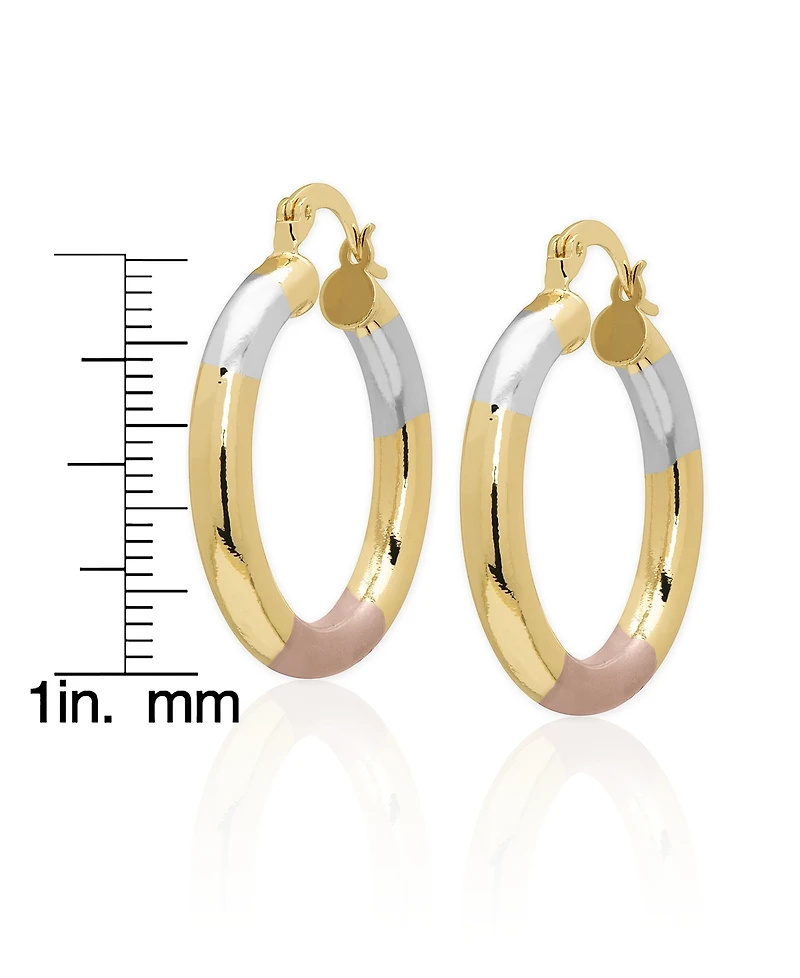 Macy's 14k Gold Plated Brass Tri-Color Pear Shape Hoop Earrings