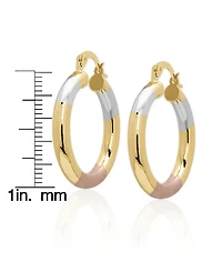 Macy's 14k Gold Plated Brass Tri-Color Pear Shape Hoop Earrings
