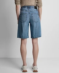 Dkny Jeans Women's High Rise Relaxed Cotton Denim Bermuda Shorts