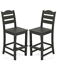 Gymax Set Of 2 Outdoor Hdpe Bar Stool Patio Tall Chair Backrest Footrest All Weather