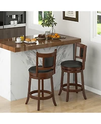 Gymax 25.5'' Swivel Bar Stool Set of 2 Counter Height Bar Stools Armless Chairs for Pub