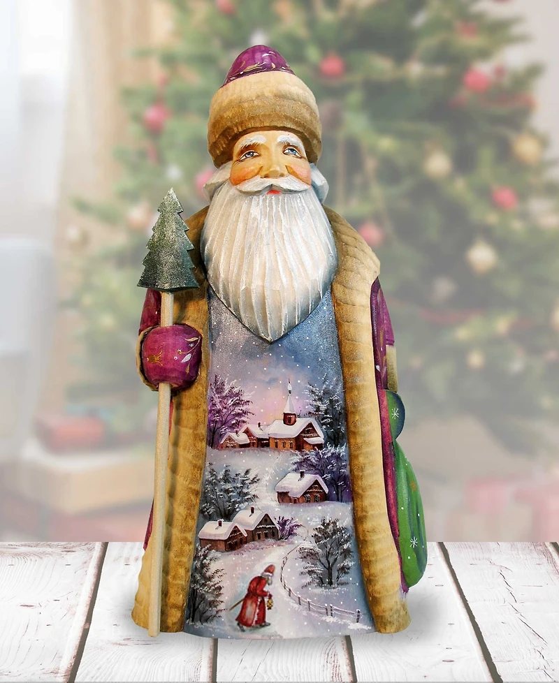 G.DeBrekht Woodcarved First Light Santa Figurine