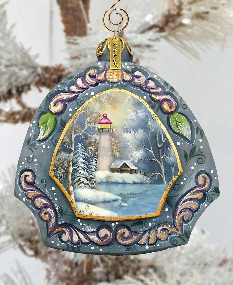 G.DeBrekht Hand Painted Scenic Ornament Harbor Light