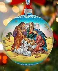 G.DeBrekht Limited Edition Nativity Ball In Blue Glass Ornament