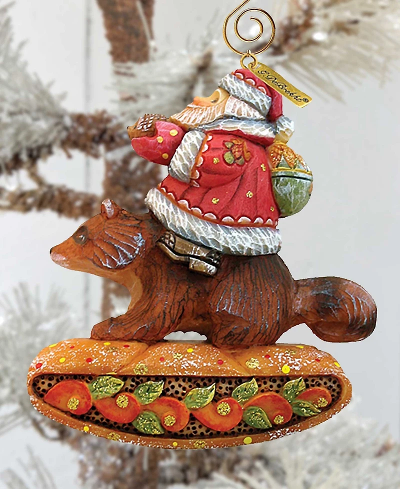 G.DeBrekht Santa on Raccoon Ornament