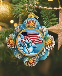 G.DeBrekht Hand Painted Scenic Ornament Patriotic Snowman