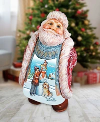 G.DeBrekht Scenic Santa with Child and Dog Making Snowman Figurine