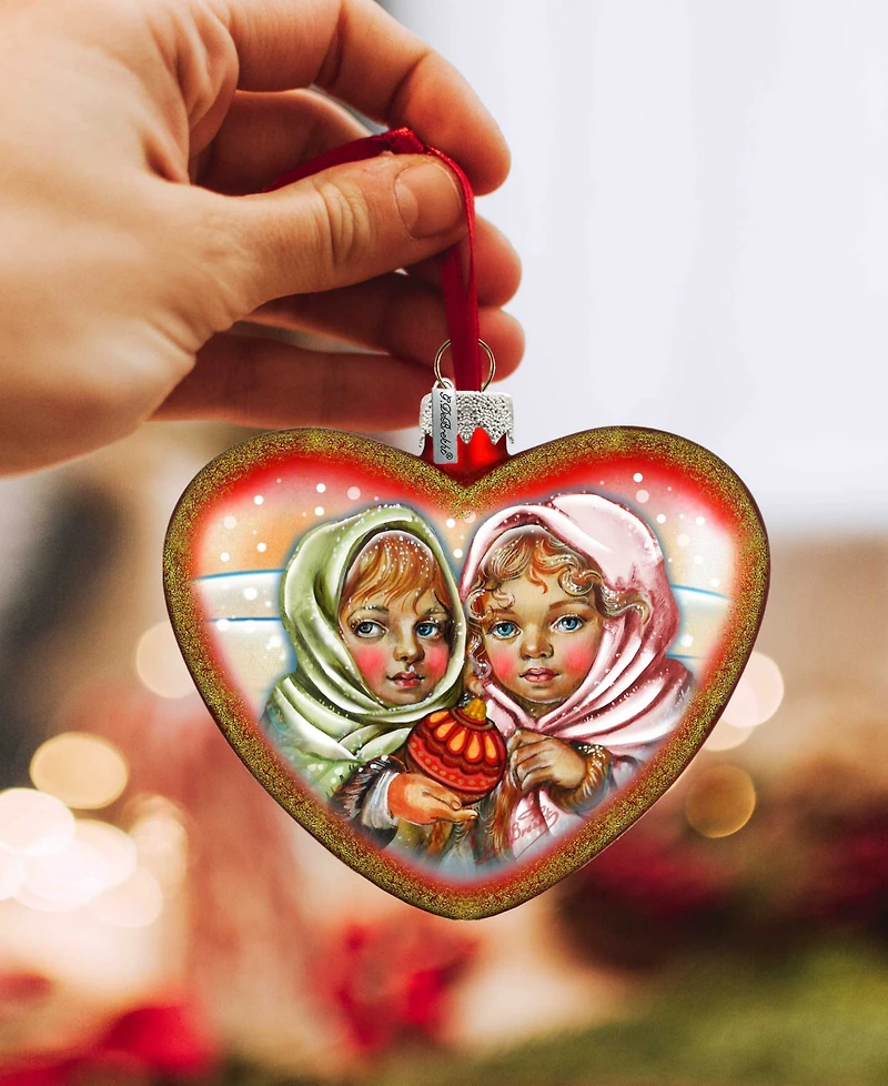 G.DeBrekht Remembering Friends Hart Glass Ornament