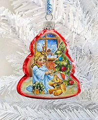 G.DeBrekht Nativity Santa Angel Glass Ornament