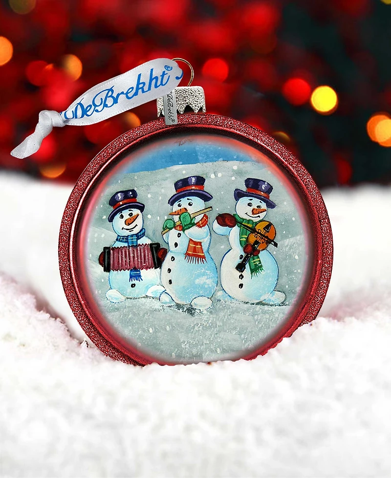 G.DeBrekht Snowmen C Ball Glass Ornament
