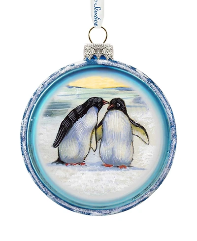 G.DeBrekht Penguins C Ball Glass Ornament