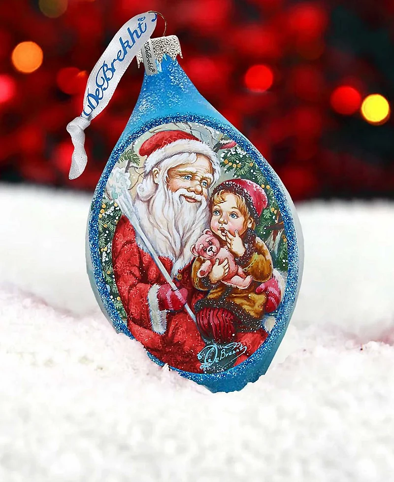 G.DeBrekht Teddy Bear Santa Drop Glass Ornament