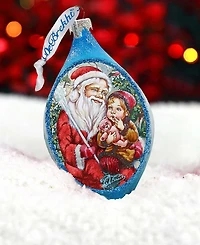 G.DeBrekht Teddy Bear Santa Drop Glass Ornament