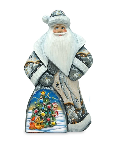 G.DeBrekht Woodcarved Hand Painted Christmas Tree Dancing Santa Figurine