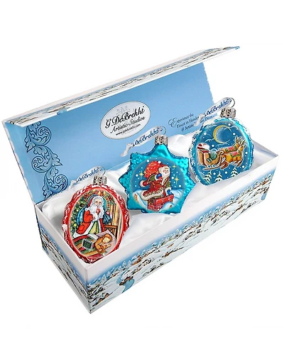 G.DeBrekht Christmas Night Glass Ornament - Set of 3